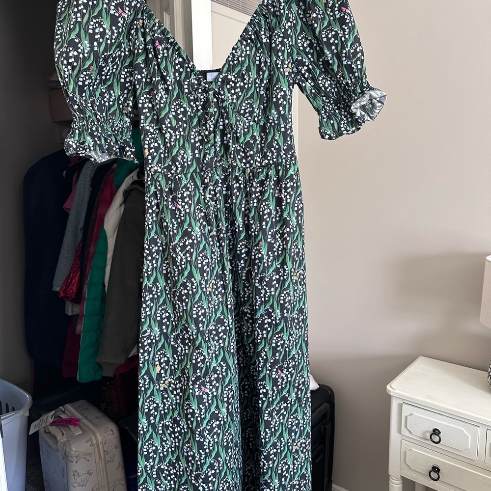 Hill House Green and White Patterned Maxi Dress